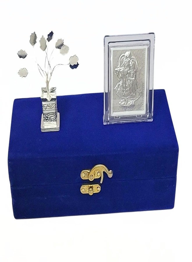 RELBEES 999 Silver Radha Krishna Frame and German Silver Tulsi for Wedding Gifts, 25th, Return Gifts, Diwali Gifts - Image 2